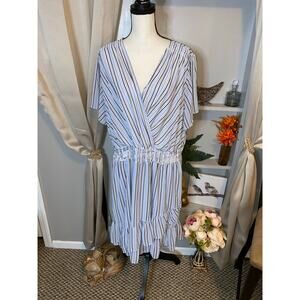 NWT $155 Michael Kors Crew Blue White Stripes size 2X Lined Dress ￼